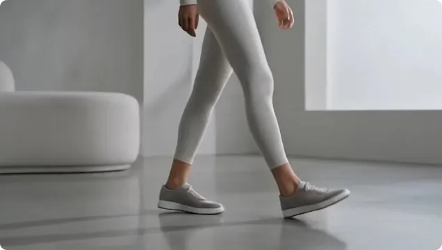 Person walking in sneakers fitted with Aline Insoles